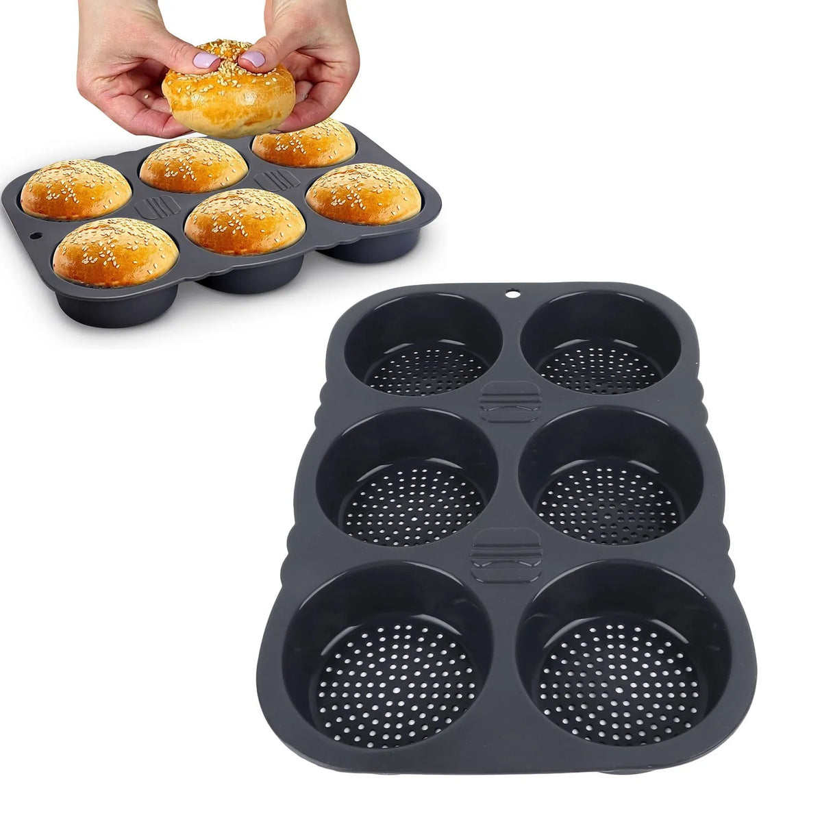 Cavity Hamburger Bun Mold Pan Foldable Reusable Bread