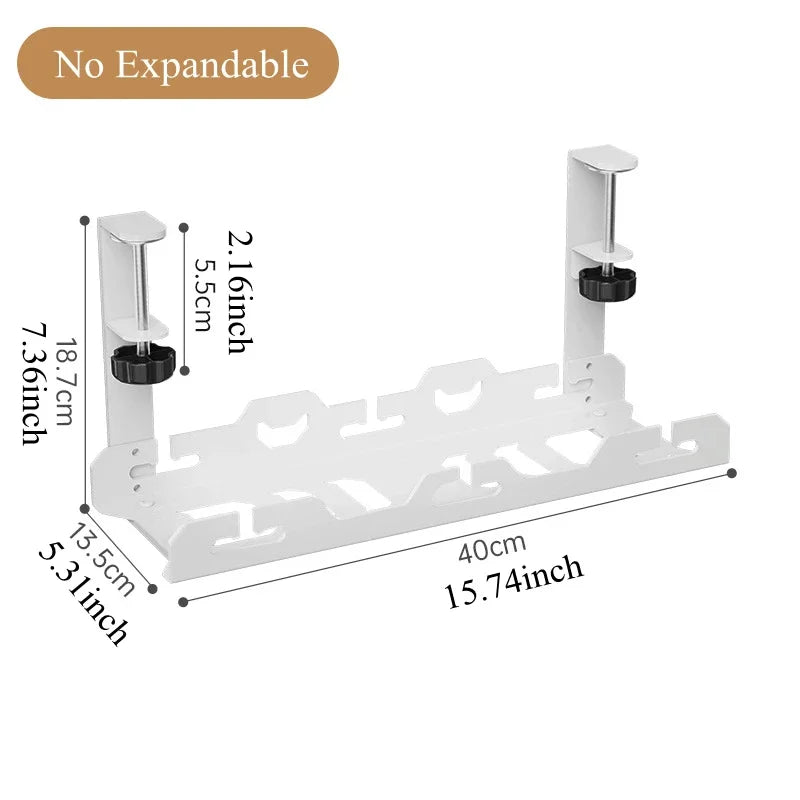 Telescopic Under Table Storage Rack Metal Cable Management