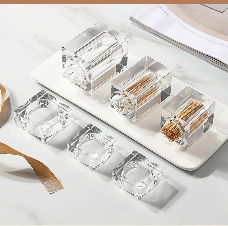 Luxury Crystal Glass Toothpick Box Barrel Dining Table