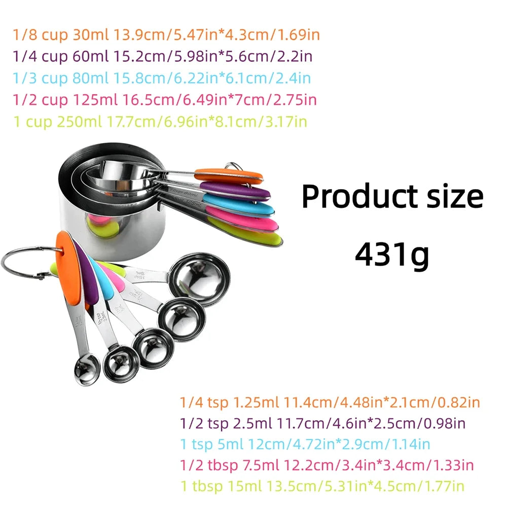 5/10pcs Stainless Steel Measuring Cups Spoons Baking Cake
