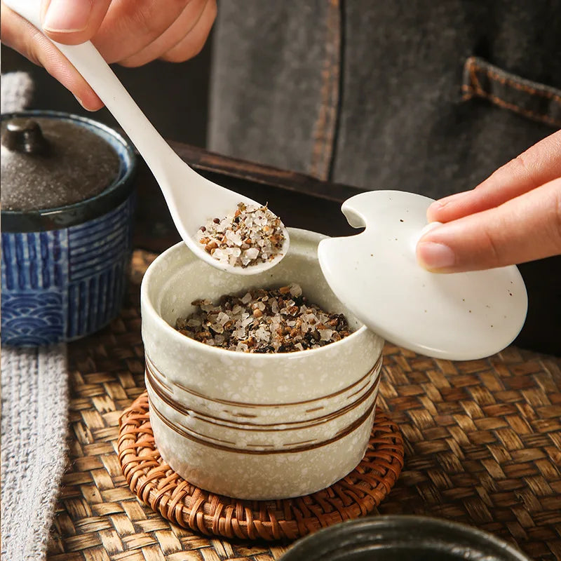Japanese Style Vintage Ceramic Seasoning Jar Chili Storage