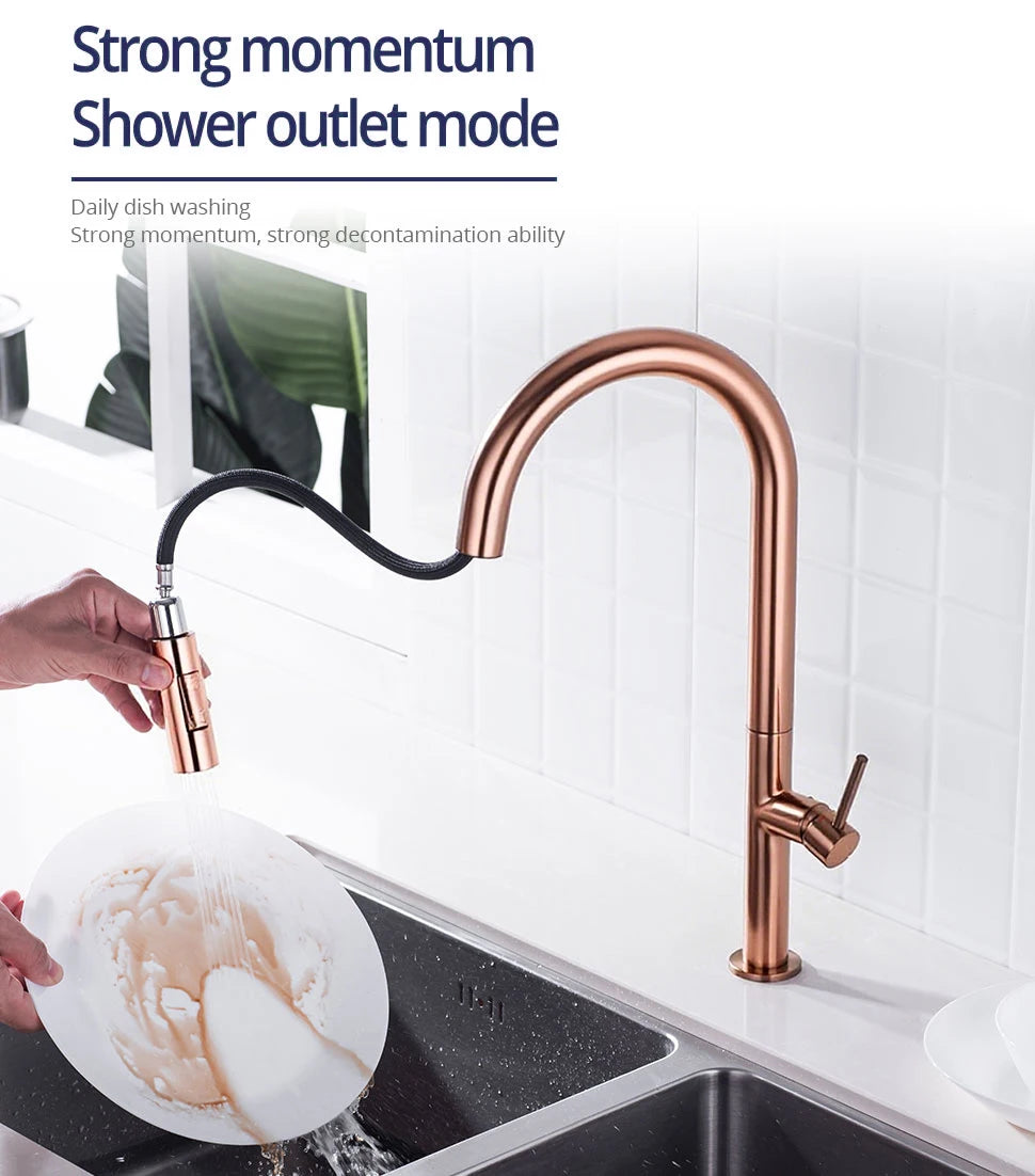 Brushed Rose Gold Faucet Pull Down Sprayer Handle