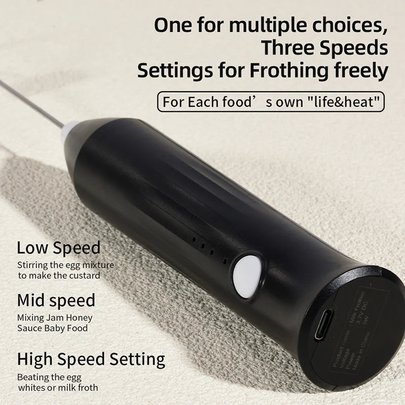 Electric Milk Frother Egg Beater Wireless Type-C Charging