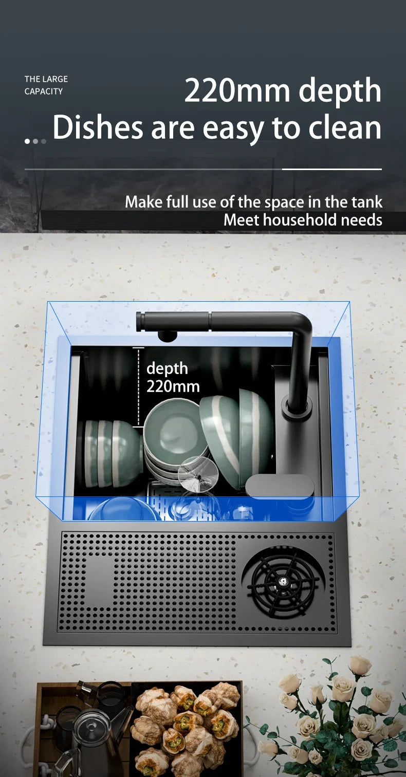 Hidden Cup Washer Nano 304 Stainless Steel Sink