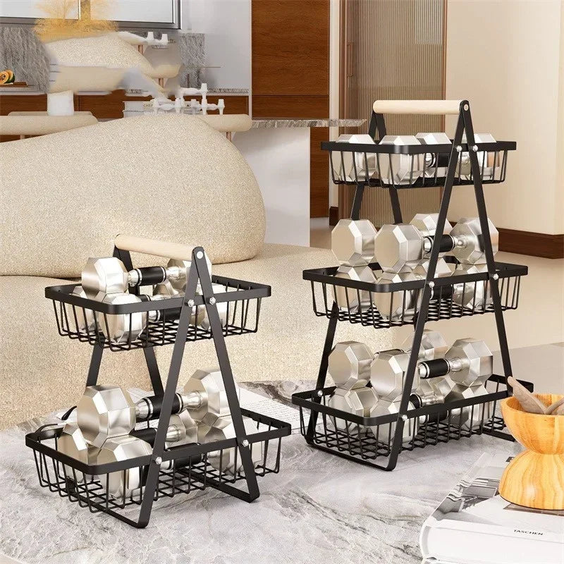 Tiers Countertop Fruit Basket Iron Art Organizer Fruits