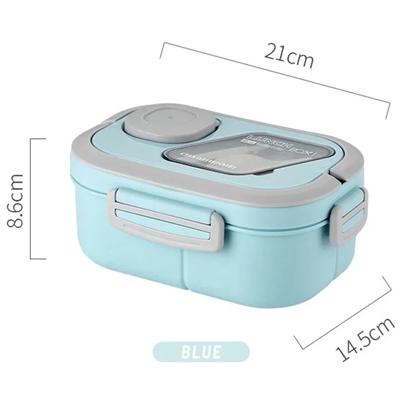 Lunch Box Compartment Wheat Straw Bento Carrying Handle