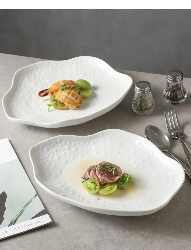 Ceramic Cooking Dishes Pasta Steak Plates Irregular Shape