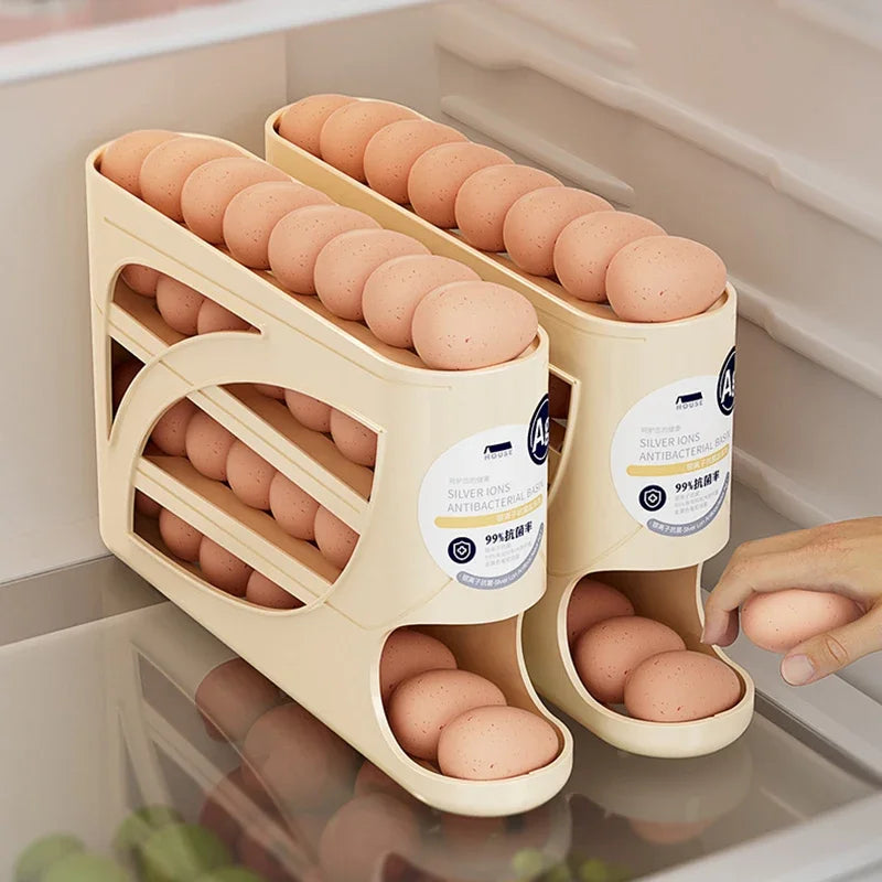 Automatic Rolling Tier Egg Holder Dispenser Refrigerator Egg