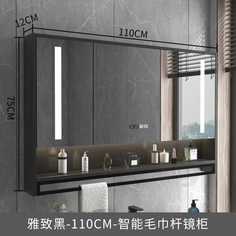 Smart Bathroom Mirror Cabinets Wall-Mounted Backlight Anti-Fog