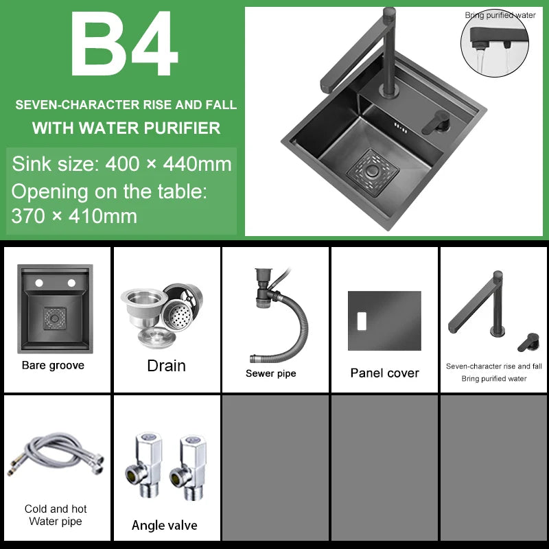 Hidden Sink Bar Sink Kit Folding Faucet Drain