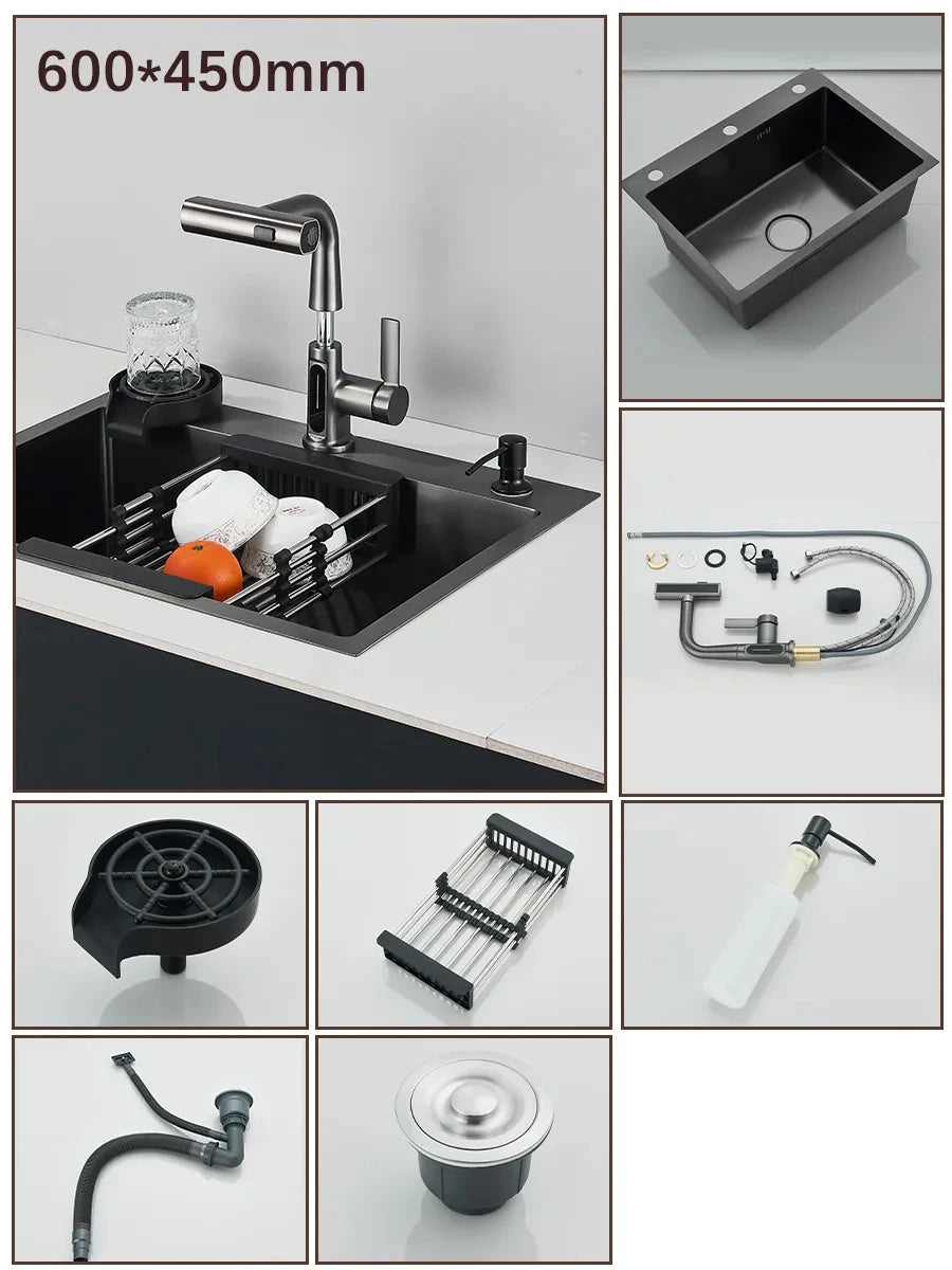 Stainless Steel Sink Large Integrated Faucet Sink Dish