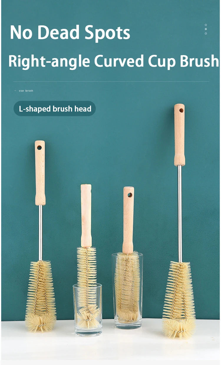 Wooden Bottle Cleaning Brush Long Handle - Glass