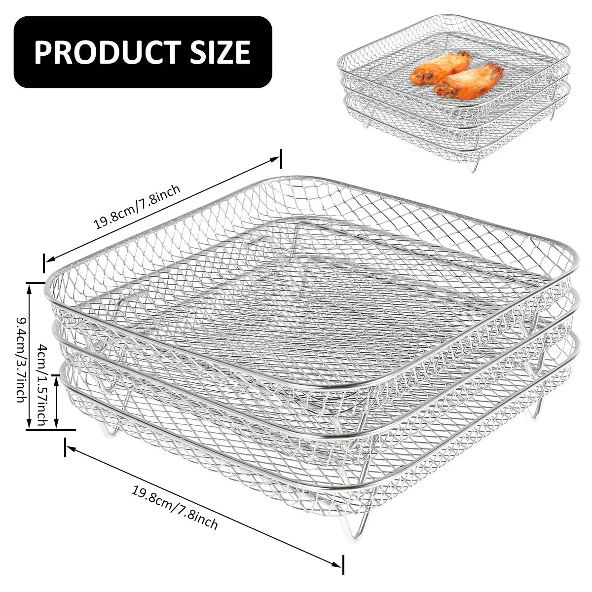 Air Fryer Baking Rack Square/Round Oven Grill Racks