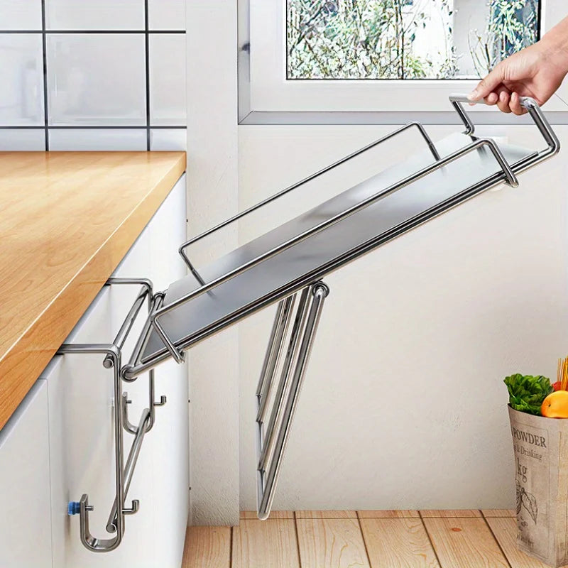 Stainless Steel Foldable Countertop Shelf Space Saving Cabinet