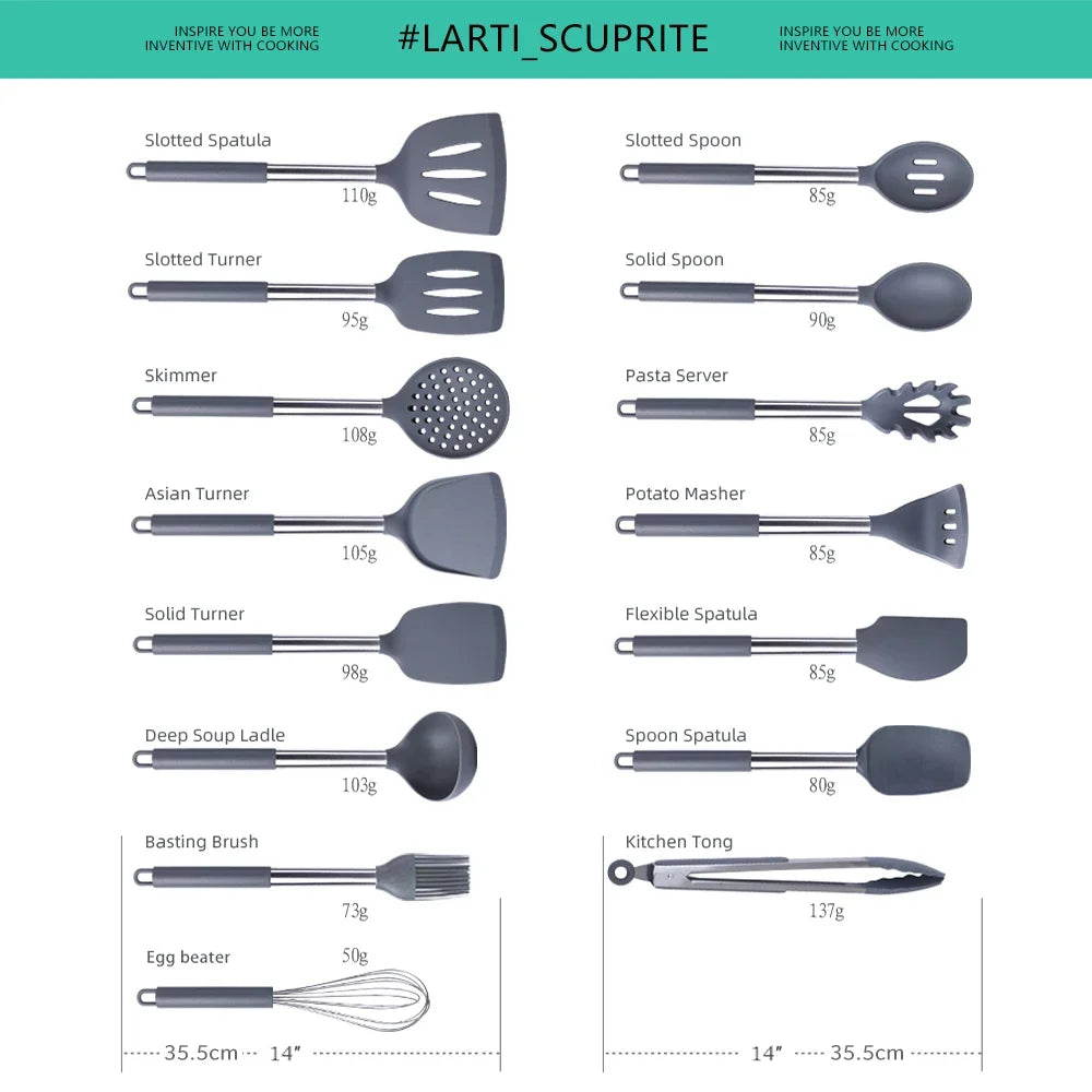 Quality Silicone Utensils Cooking Non Stick Kitchenware Heat