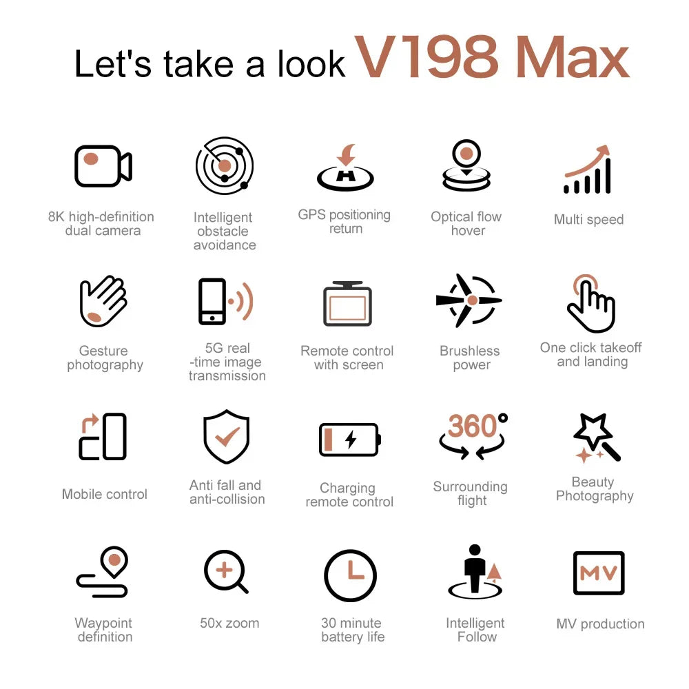Original V198max Gps Drone 8k Professional Camera Aerial