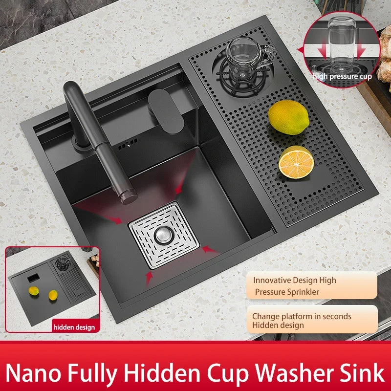 Hidden Cup Washer Nano 304 Stainless Steel Sink