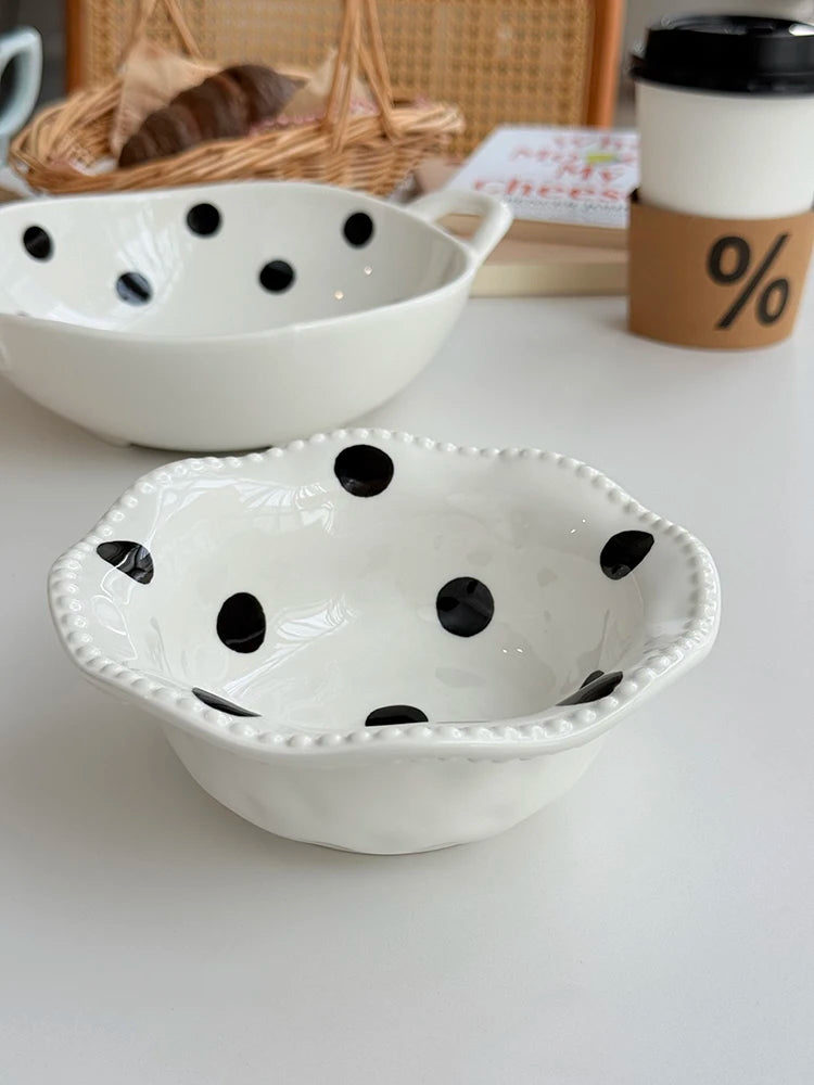 Hebden Style Creative Irregular Ceramic Diningware Black White