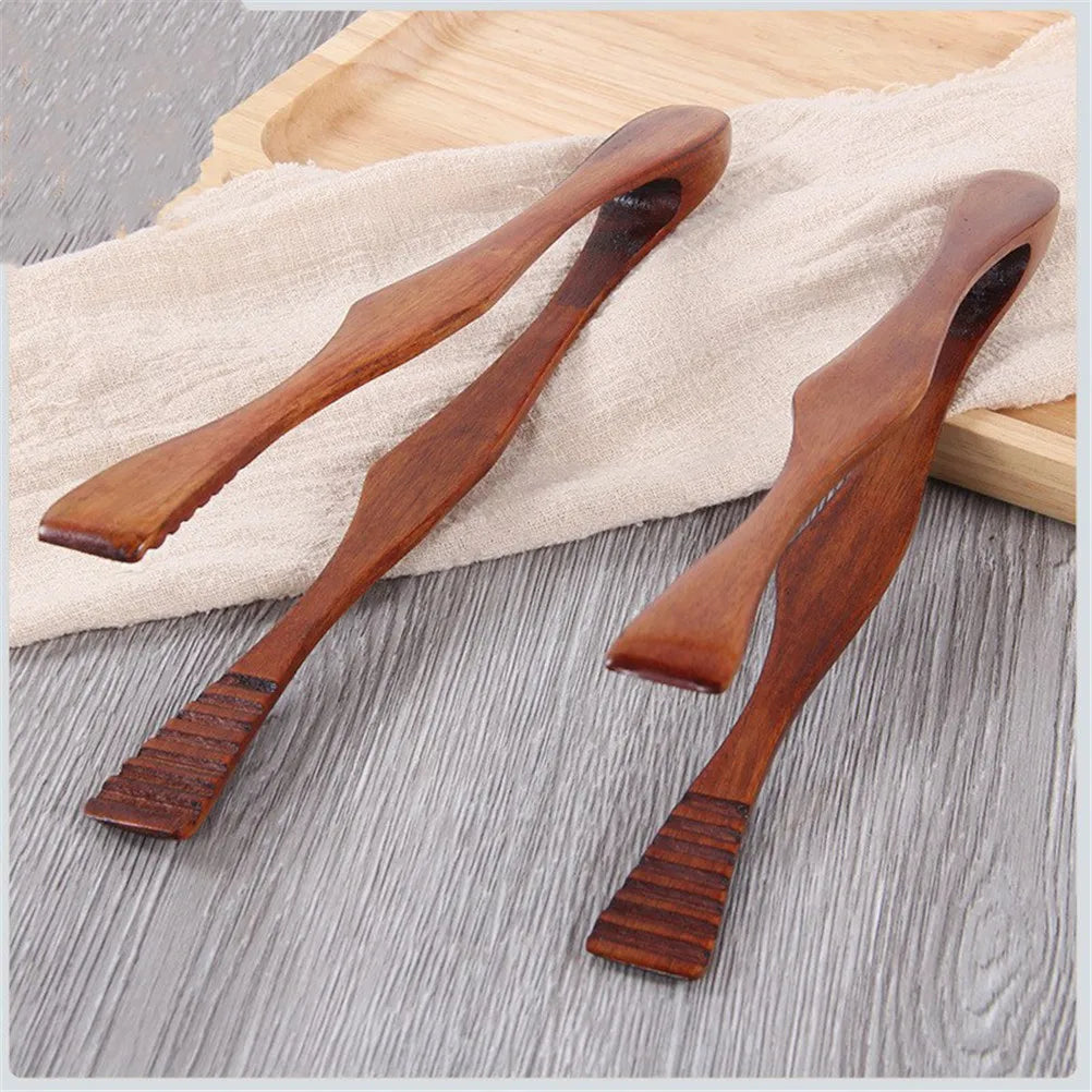 1pc Bamboo Cooking Tongs Food Bbq Salad Bacon