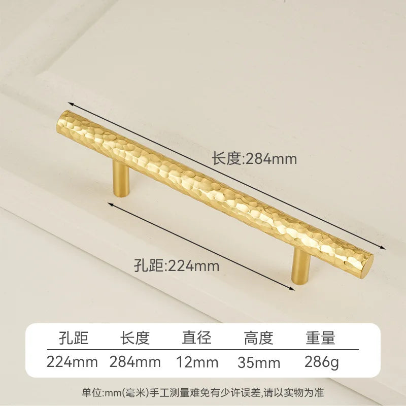Solid Brass Wardrobe Handles Hammered Texture Handles Gold