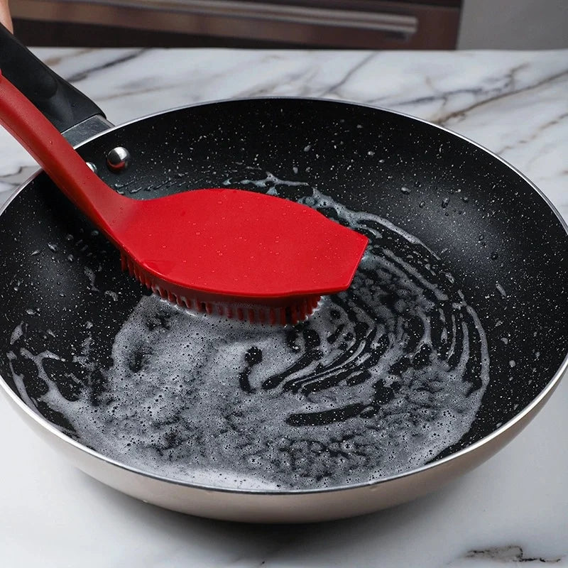 Long Handle Silicone Dishwashing Brush Hangable Pot &