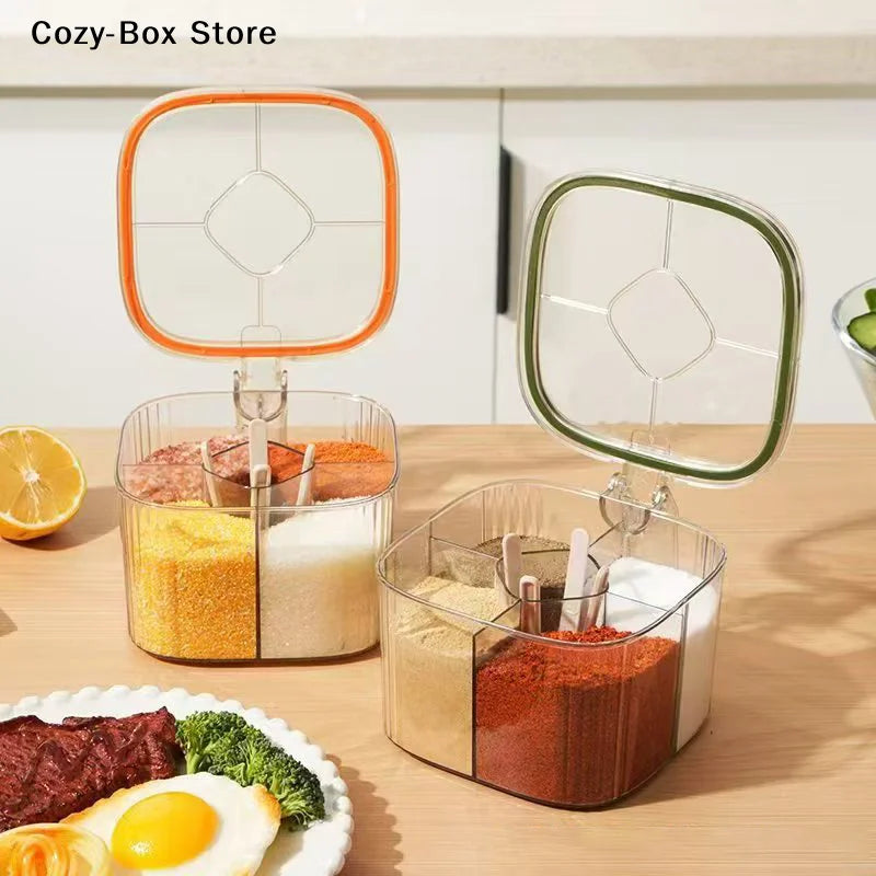 Grids Transparent Lid Spice Jar Seasoning Salt Pepper