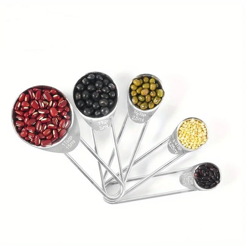 5pcs/Set Stainless Steel Measuring Cups Spoons Baking Scale