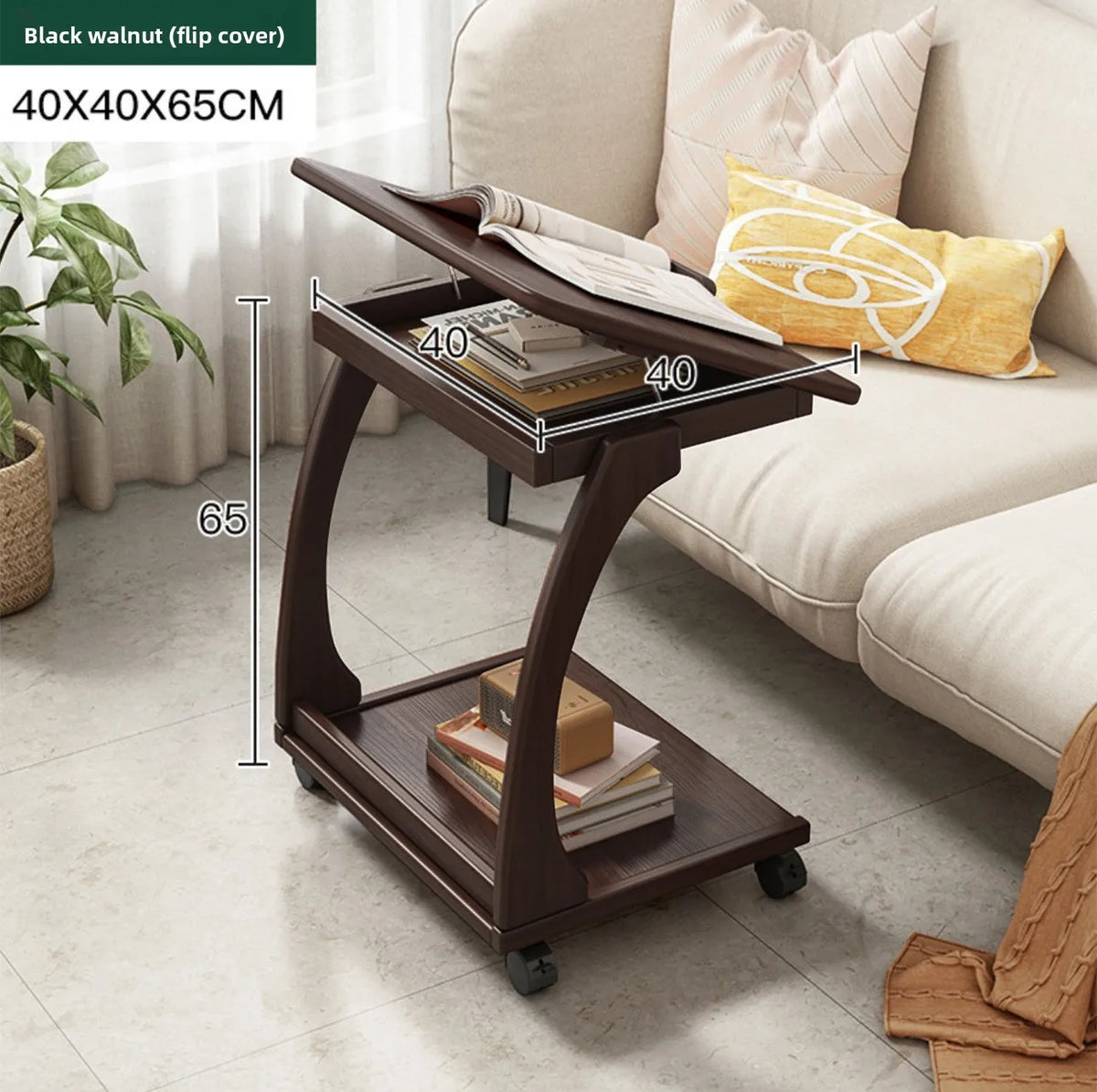Mobile Solid Wood Coffee Table Living Room Storage