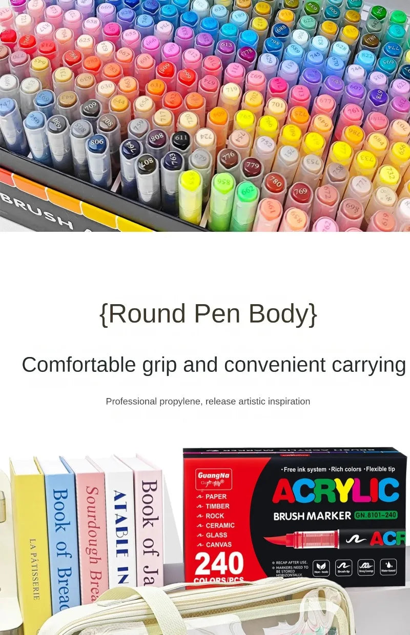 Guangna 12-360 Colors Acrylic Paint Pens Pencil Brush