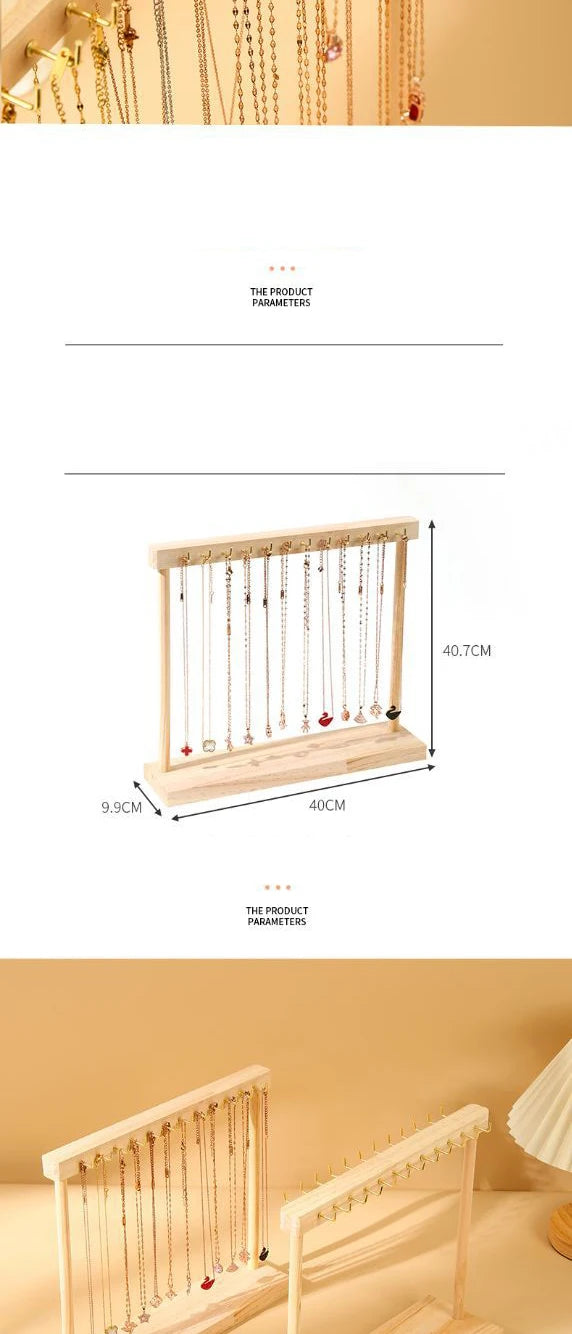 Jewelry Organizer Display Stand Wood Necklace Hanging Countertop