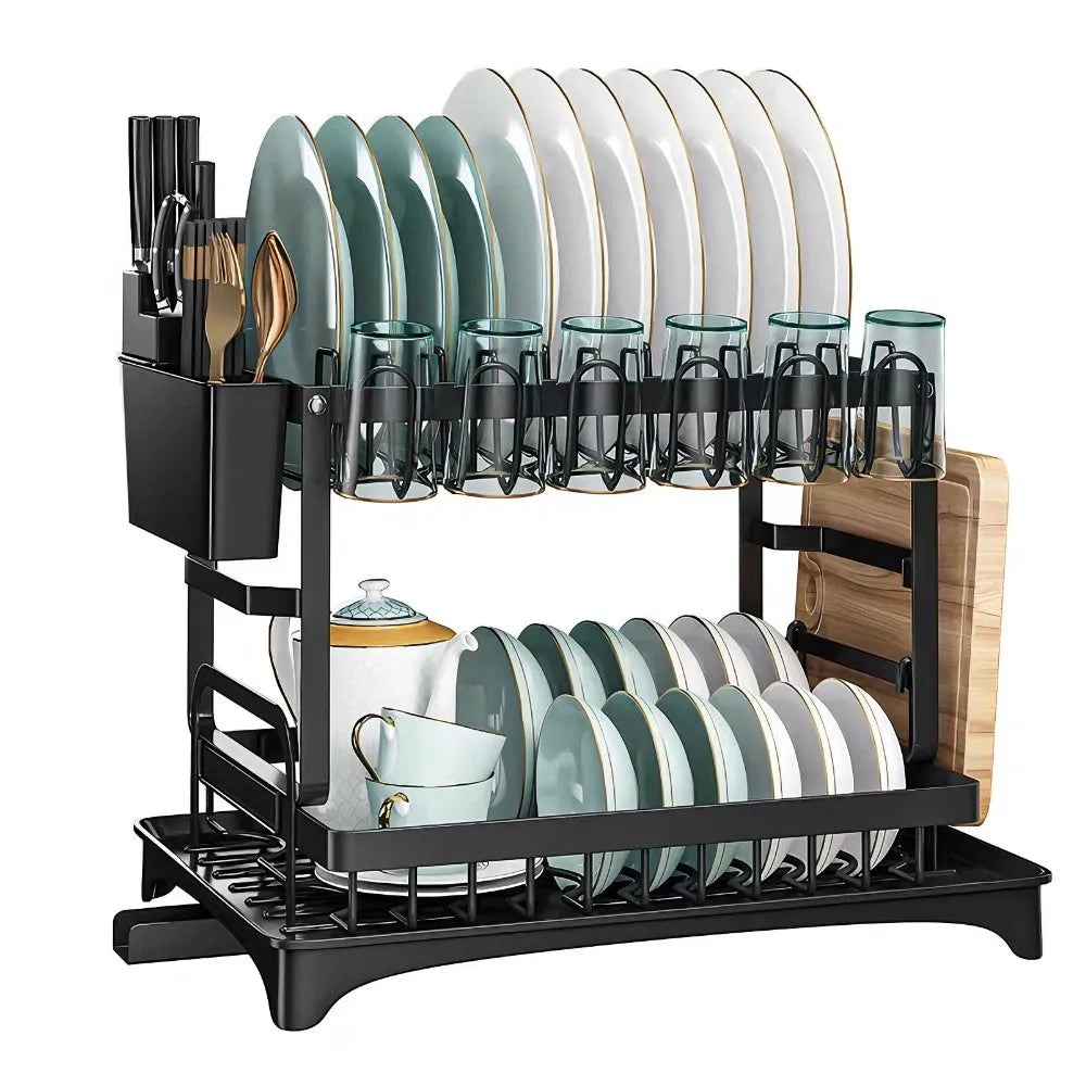 Countertop Dish Drying Rack Adjustable Plate Organizer Drainboard