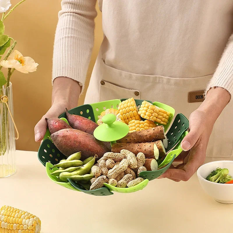 1pc Folding Food Steamer Vegetable Fruit Food Basket
