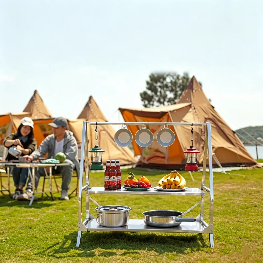 Outdoor Camping Storage Shelf Folding Shelf Storage Rack