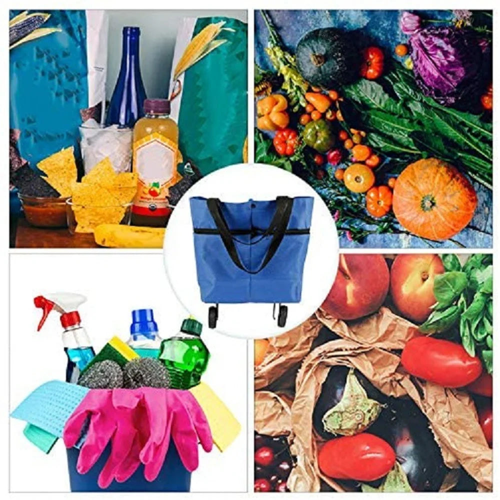 Foldable Shopping Trolley Bag Reusable Grocery Bags Food