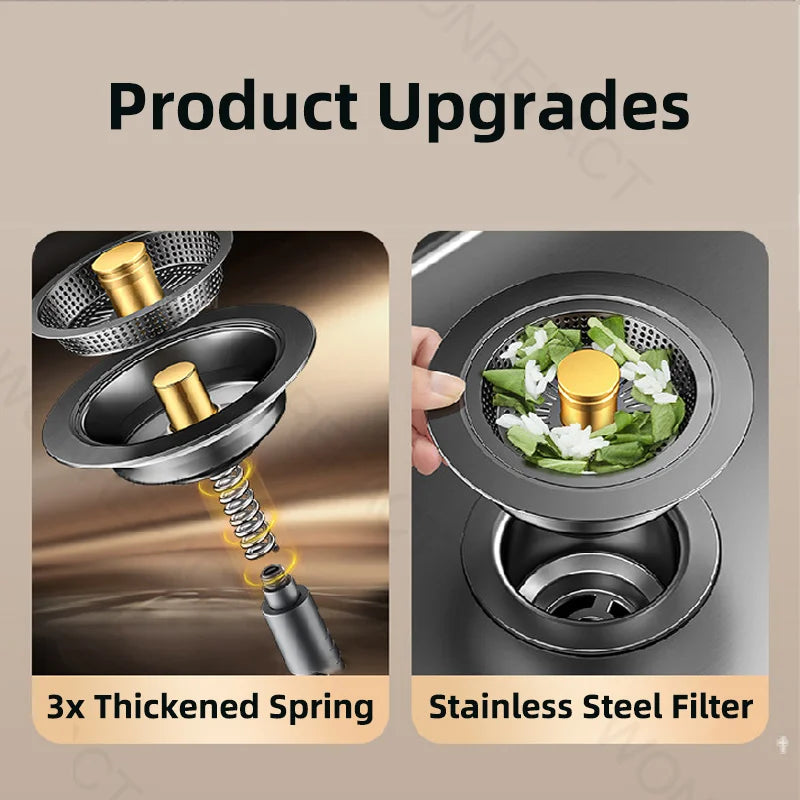 Universal Sink Strainer Stainless Steel Pop-Up Drain Plug