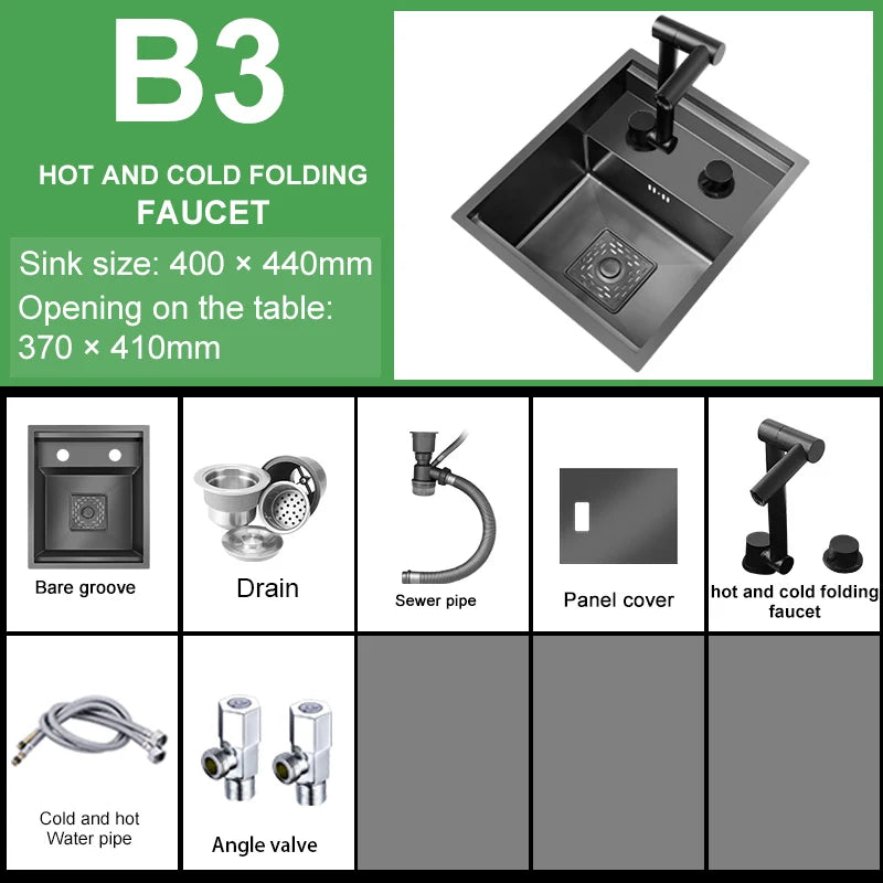 Hidden Sink Bar Sink Kit Folding Faucet Drain