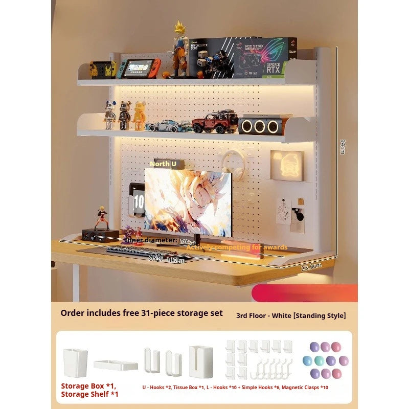 Clamp On Desk Shelf Pegboard Adjustable 2/3 Tier