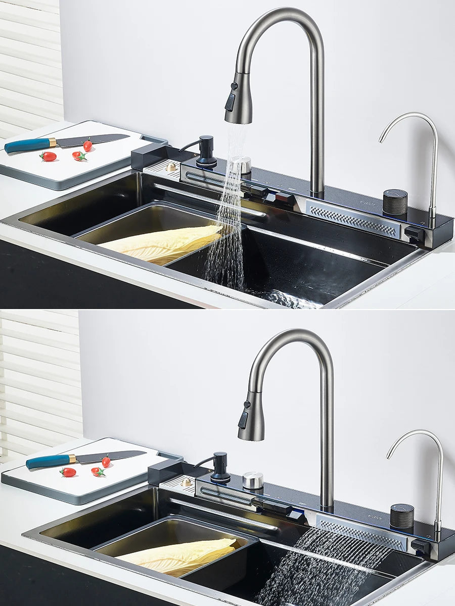 304 Stainless Steel Waterfall Sink Large Slot Integrated