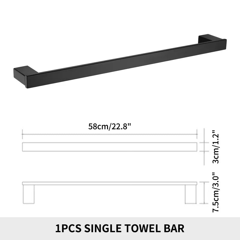 Matte Black Towel Bar Bathroom Hand Towel Holder