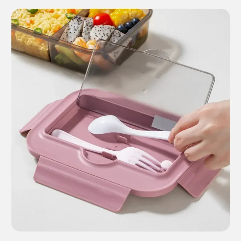 Lunch Box Tableware Office Workers Square Divided Microwave