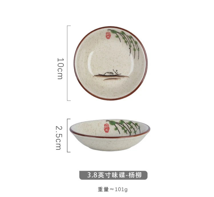 Japanese Style Ceramic Small Plate Round Sushi Dipping