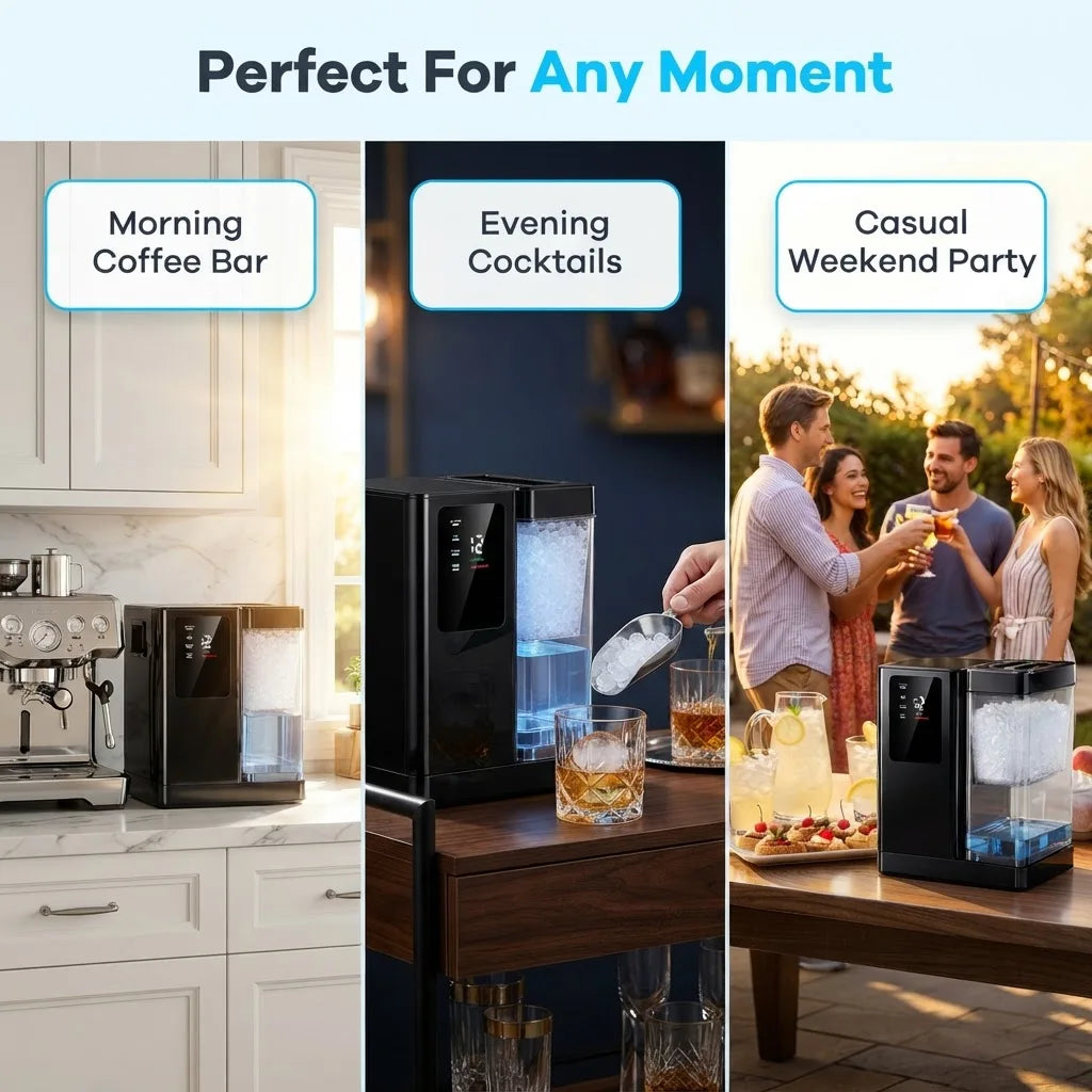 Silonn Countertop Nugget Ice Maker 40lbs/24h Fast 8m