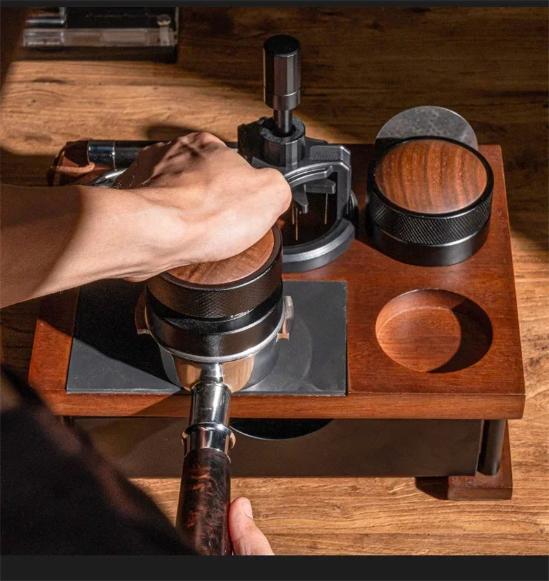 Justinlau Coffee Tamper Station Stand Knock Box Wooden