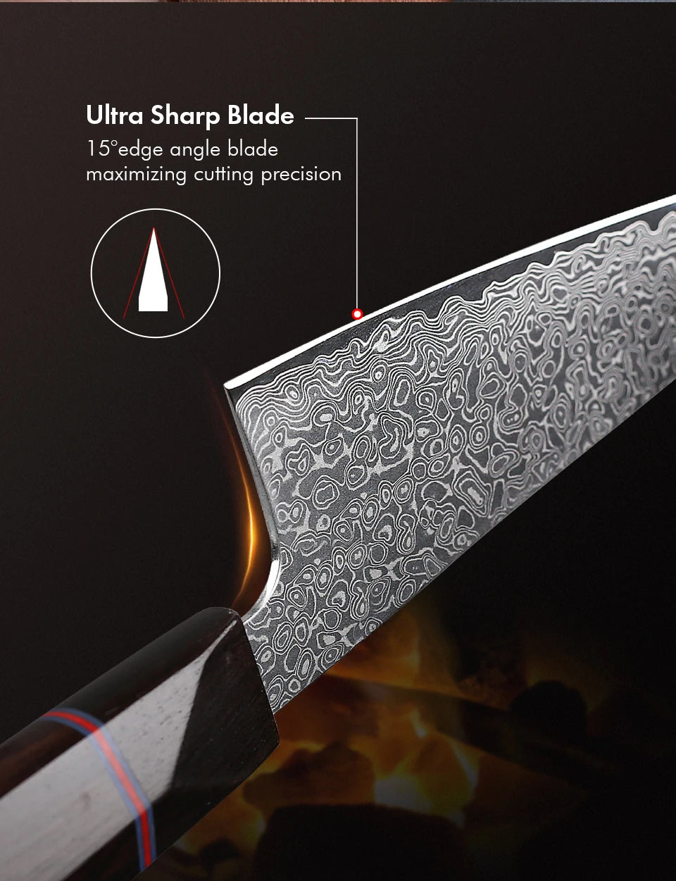 Turwho Honesuki Knife Damascus Steel Professional Chef Knives