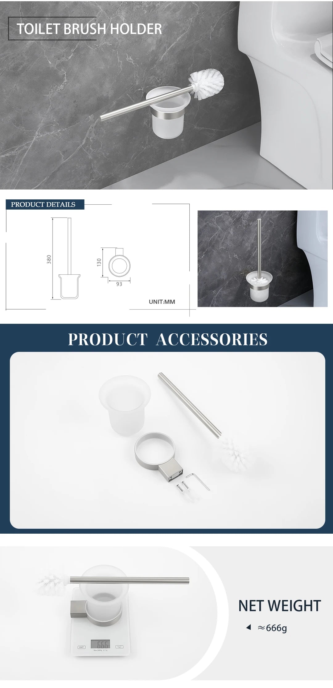 Brushed Towel Ring Holder Bar Rack Brush/Paper Holder