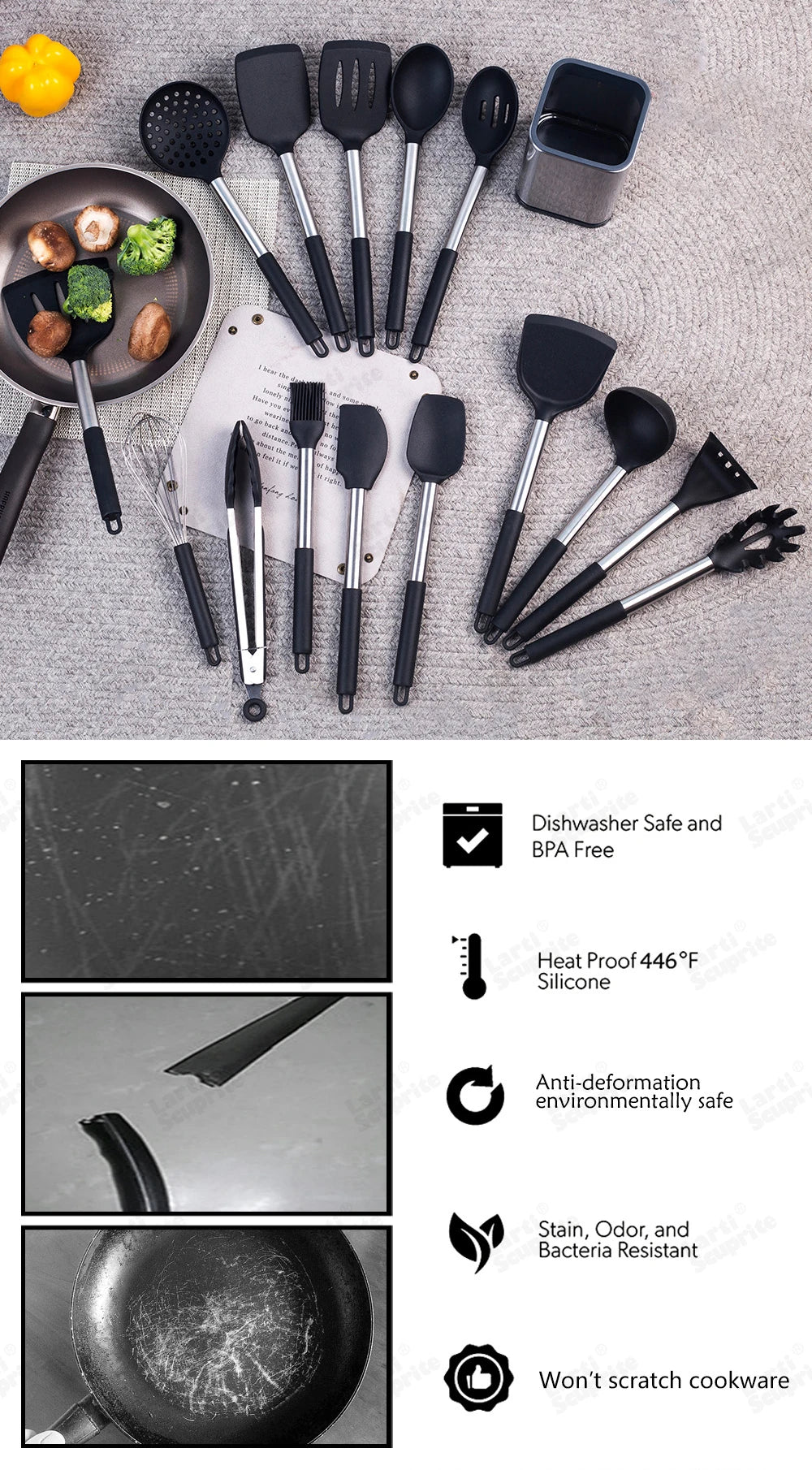 Quality Silicone Utensils Cooking Non Stick Kitchenware Heat