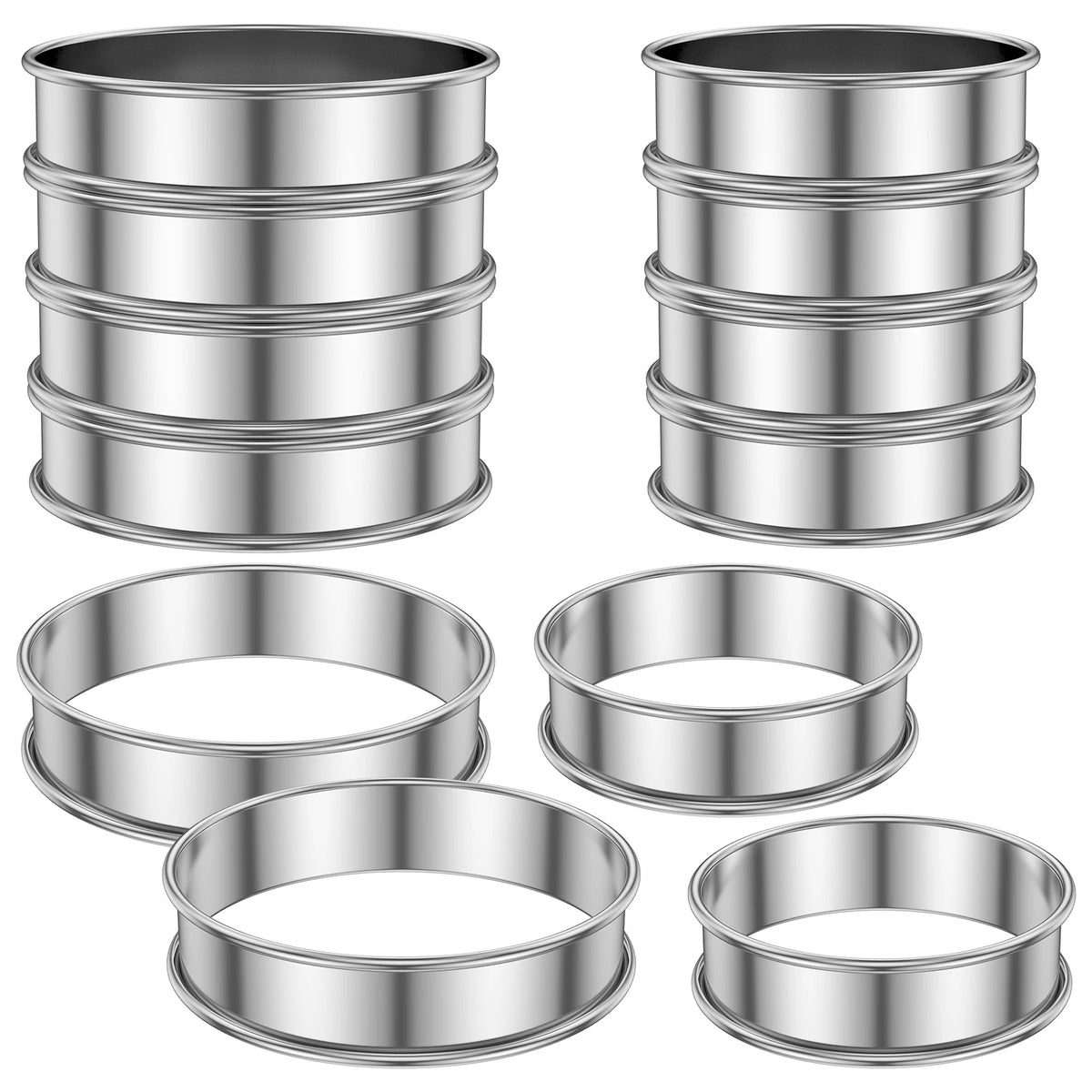12pcs Crumpet Rings Muffin Rings Stainless Steel Nonstick