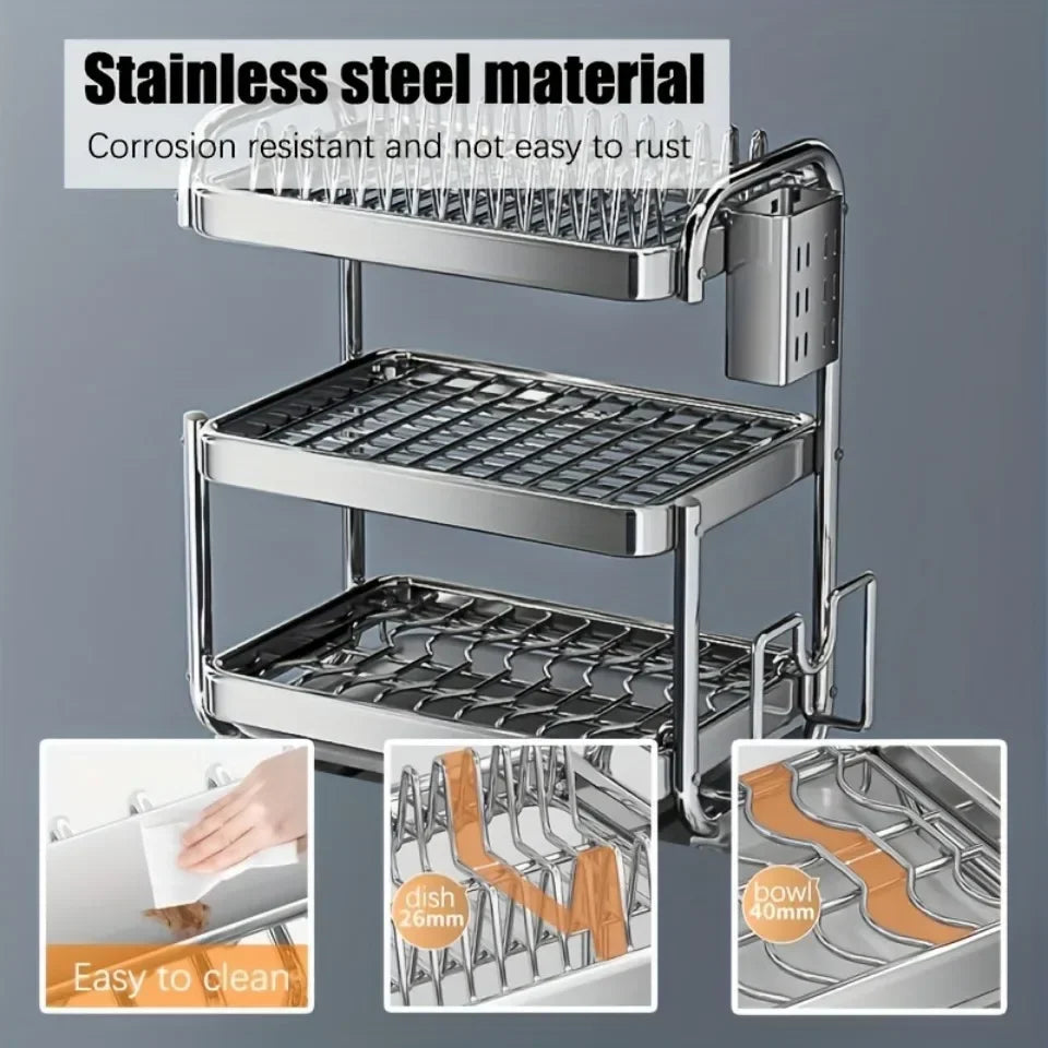 Dish Drying Rack Rustproof Big-Capacity Bowl Storage Shelf