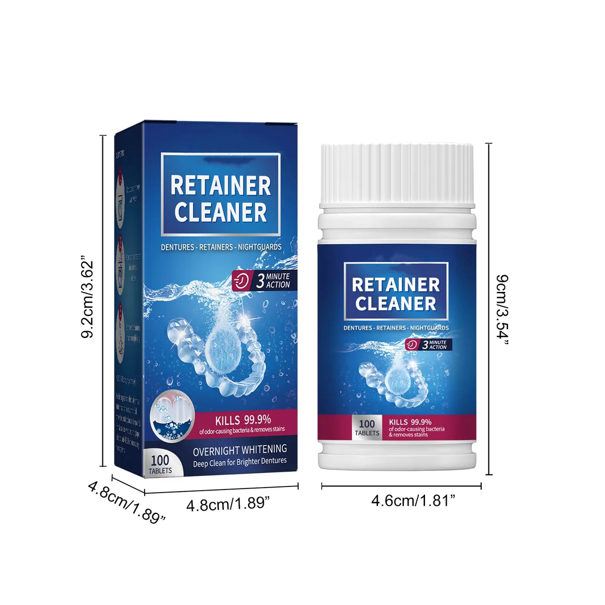100pcs Denture Cleaner Tablets Retainer & False Tooth