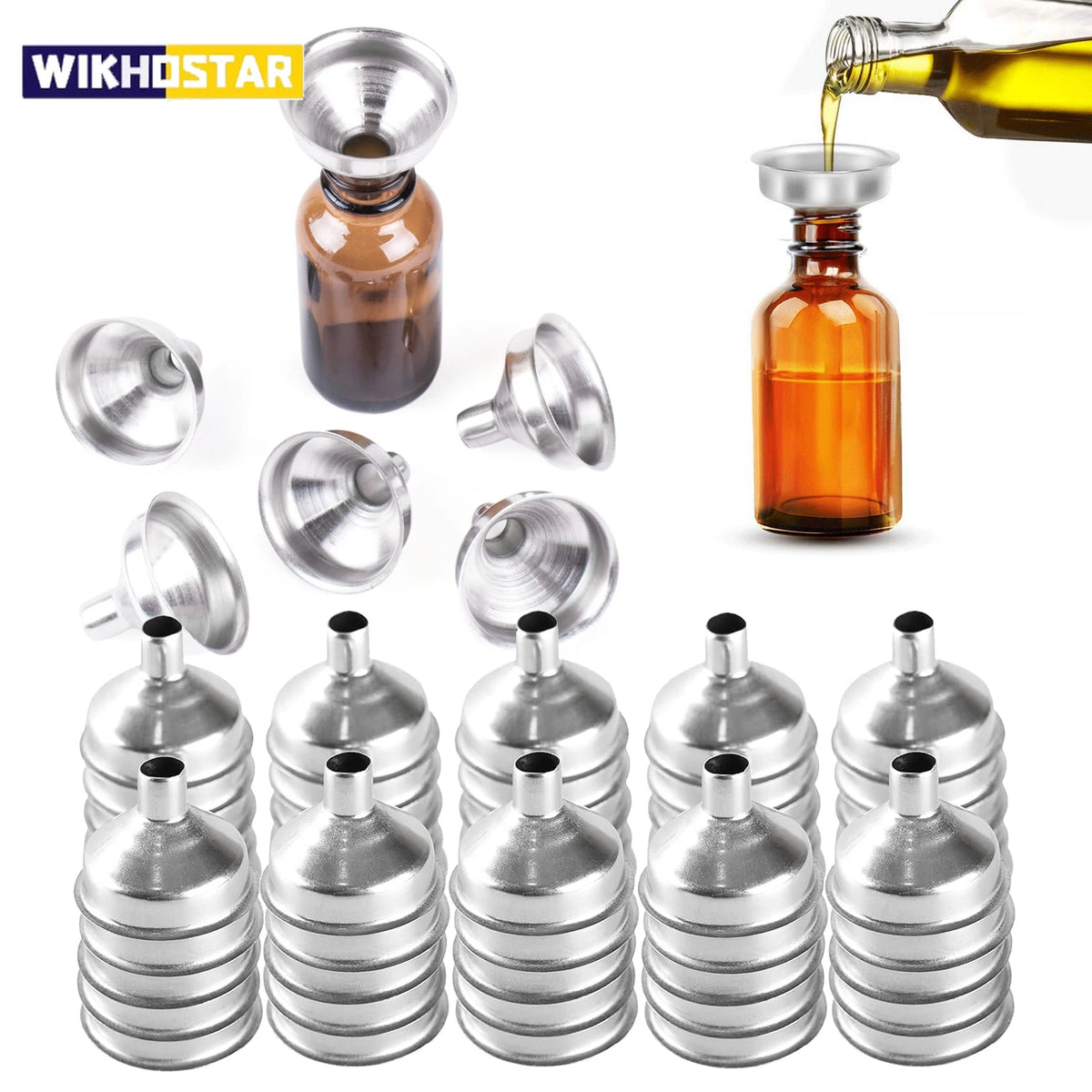 10pcs Metal Mini Funnel Oil Liquid Funnel Detachable